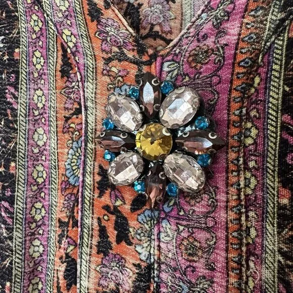 Soft Surroundings Boho Long Sleeve Maxi Dress Women M Earthy Esperanza Hippie - Picture 8 of 12